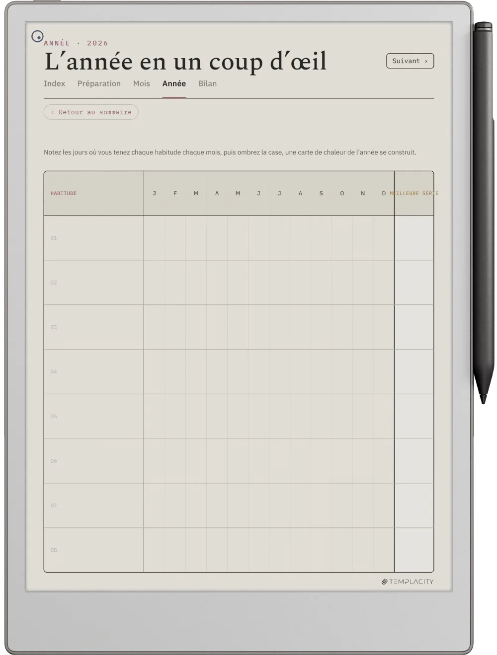 The Planner · Habit Tracker reMarkable Paper Pro page 3