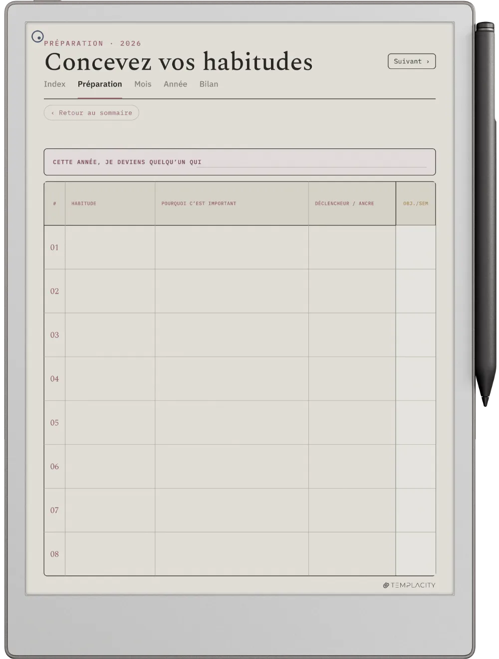 The Planner · Habit Tracker reMarkable Paper Pro page 4