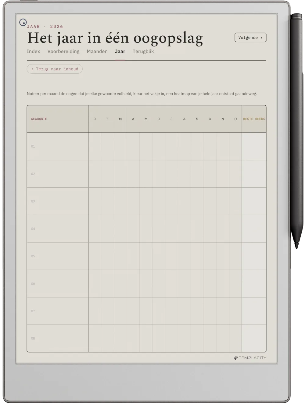 The Planner · Habit Tracker reMarkable Paper Pro pagina 3