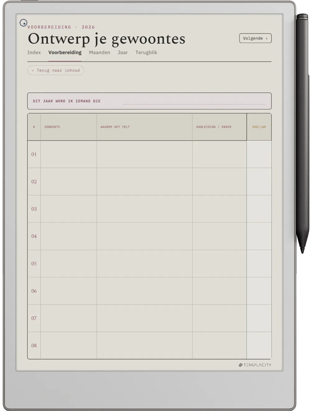 The Planner · Habit Tracker reMarkable Paper Pro pagina 4