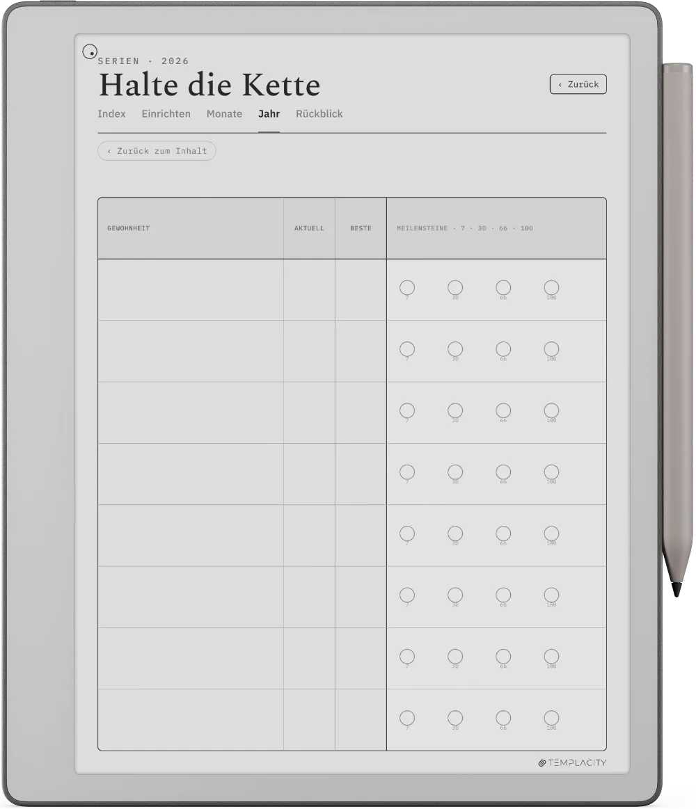 The Planner · Habit Tracker reMarkable Paper Pure Seite 2