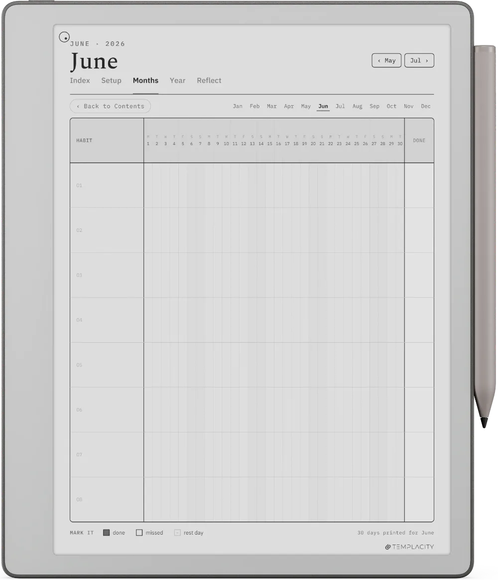 The Planner · Habit Tracker reMarkable Paper Pure page 1