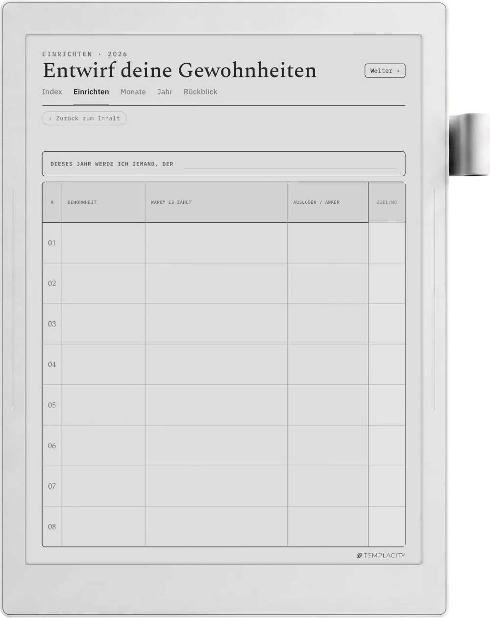 The Planner · Habit Tracker Supernote Manta Seite 4