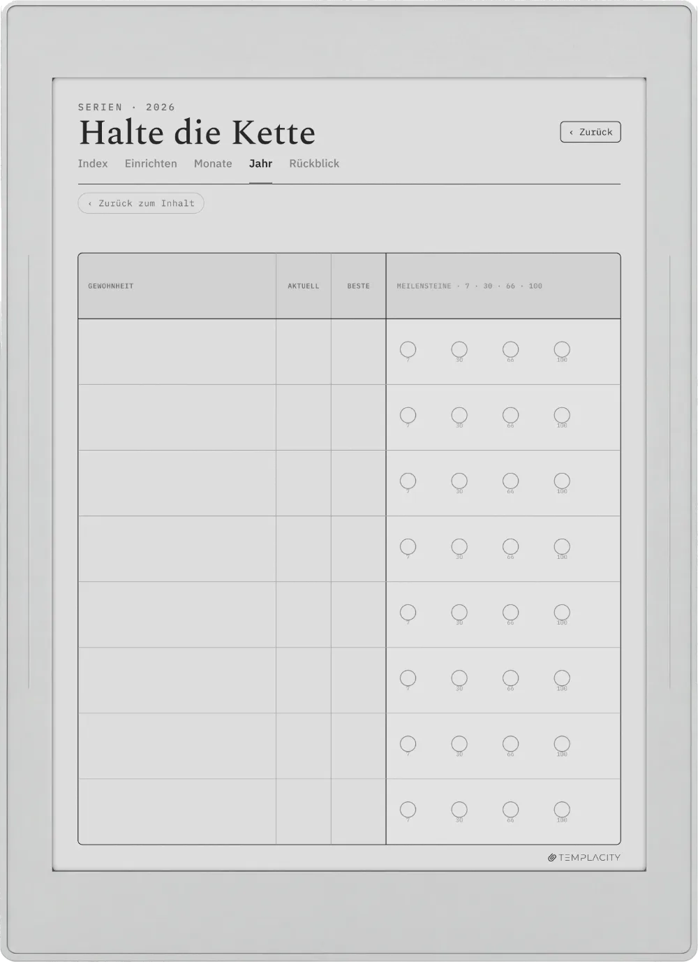 The Planner · Habit Tracker Supernote Nomad Seite 2