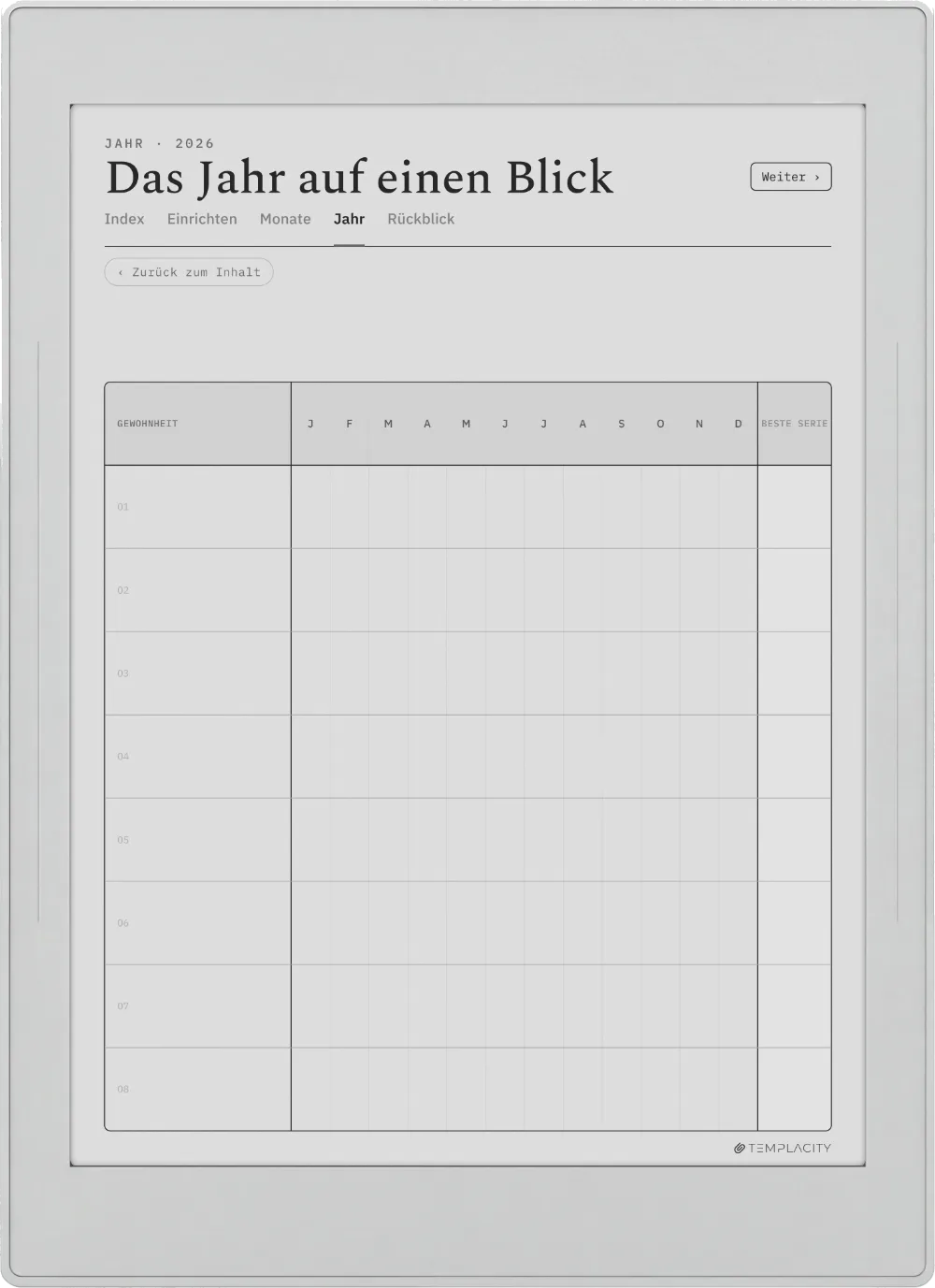 The Planner · Habit Tracker Supernote Nomad Seite 3
