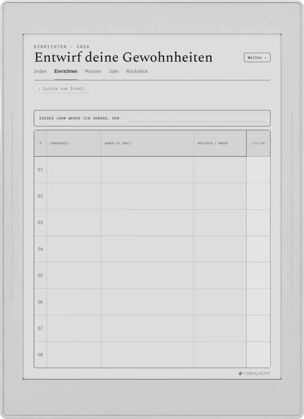 The Planner · Habit Tracker Supernote Nomad Seite 4