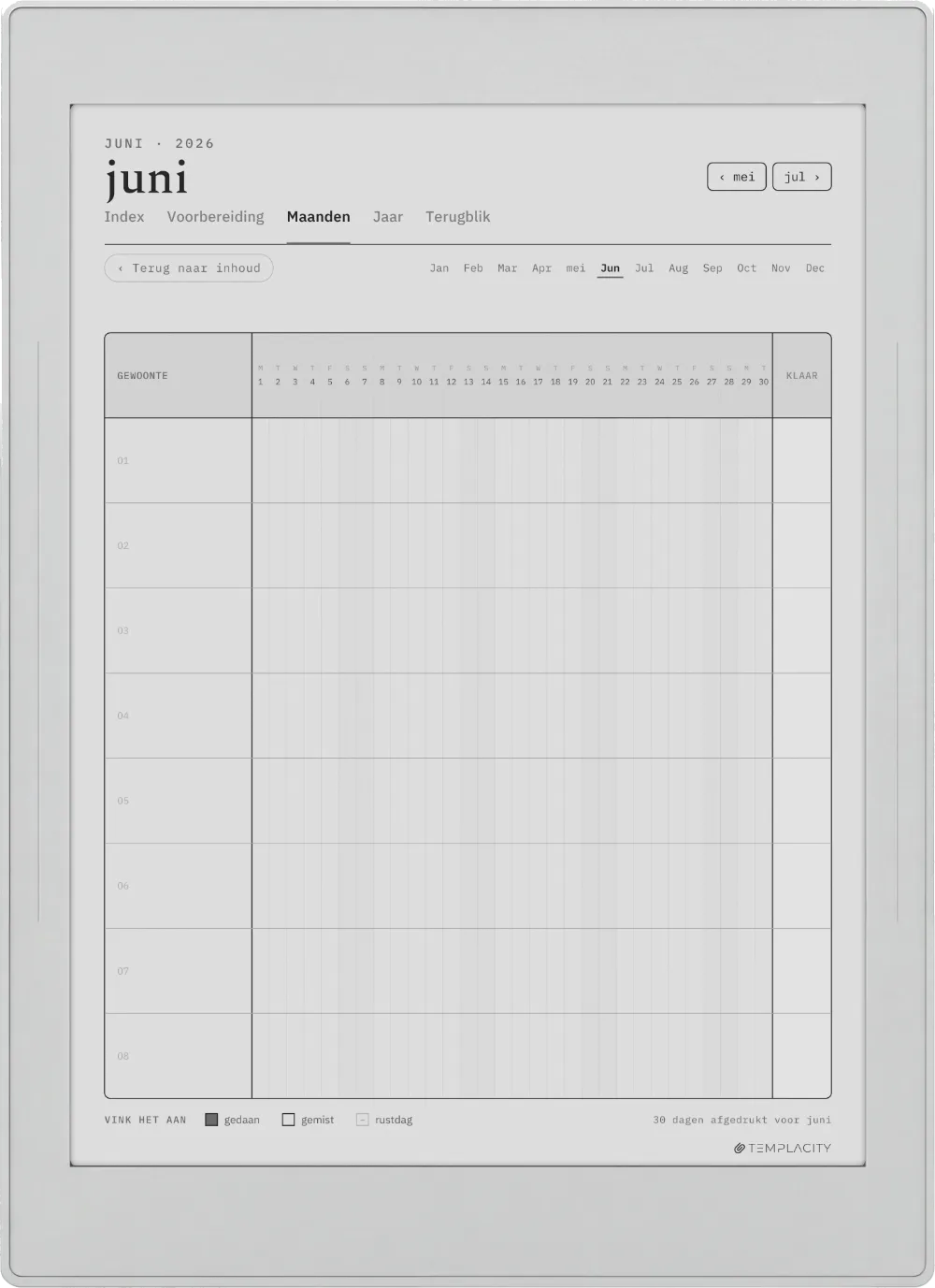 The Planner · Habit Tracker Supernote Nomad pagina 1