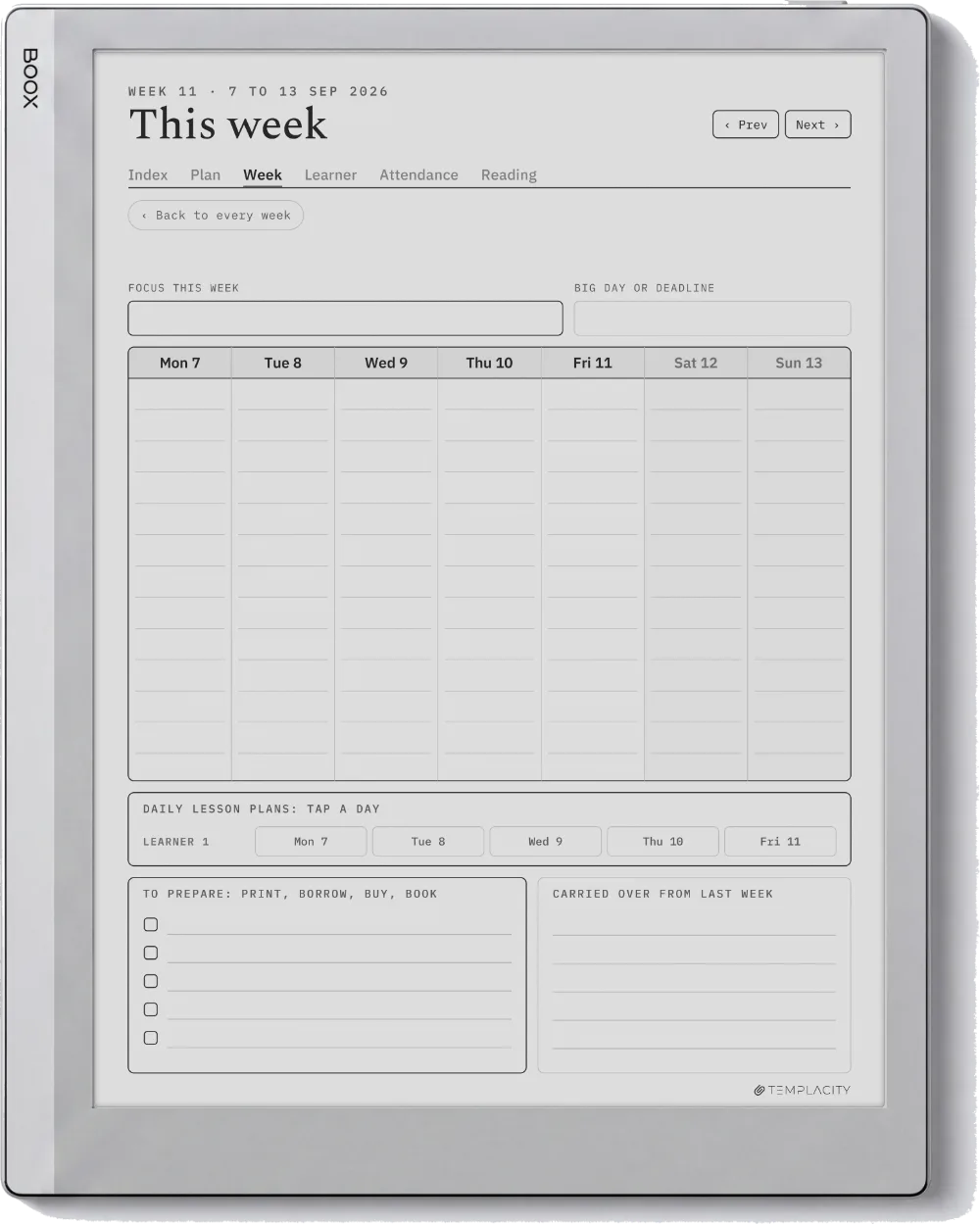 The Planner on the Boox Go 10.3