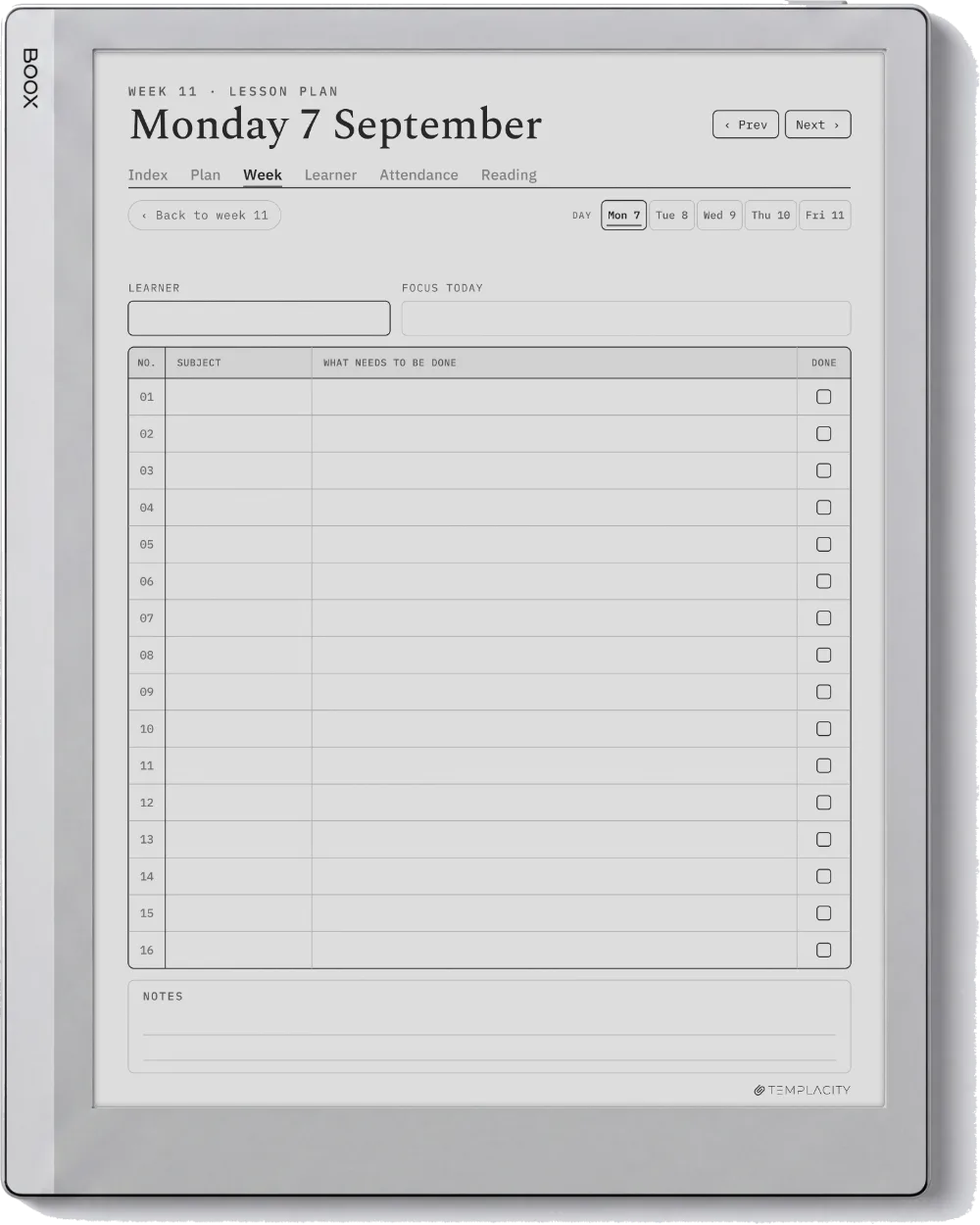 The Planner · Homeschool Boox Go 10.3 page 2