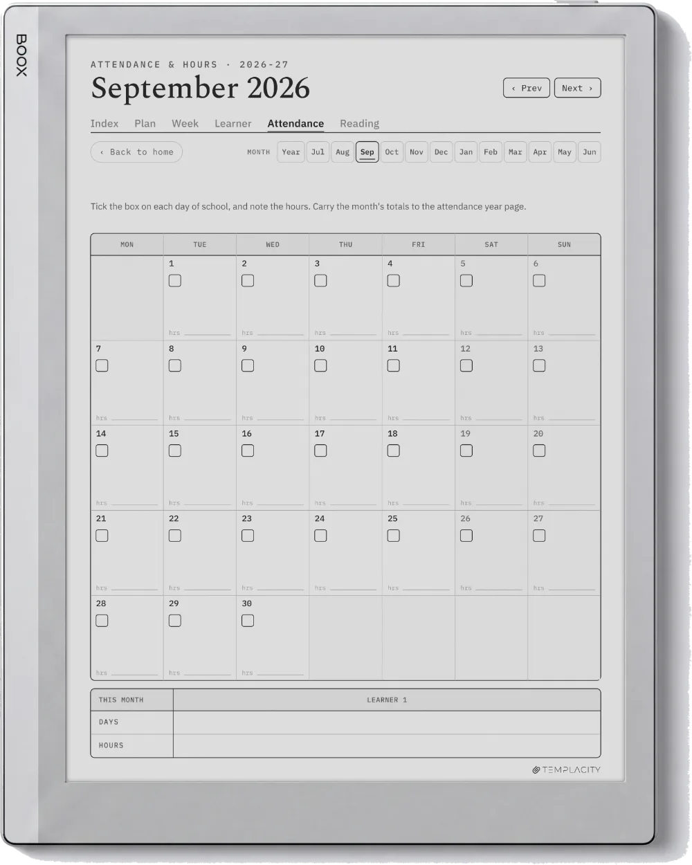 The Planner · Homeschool Boox Go 10.3 page 4