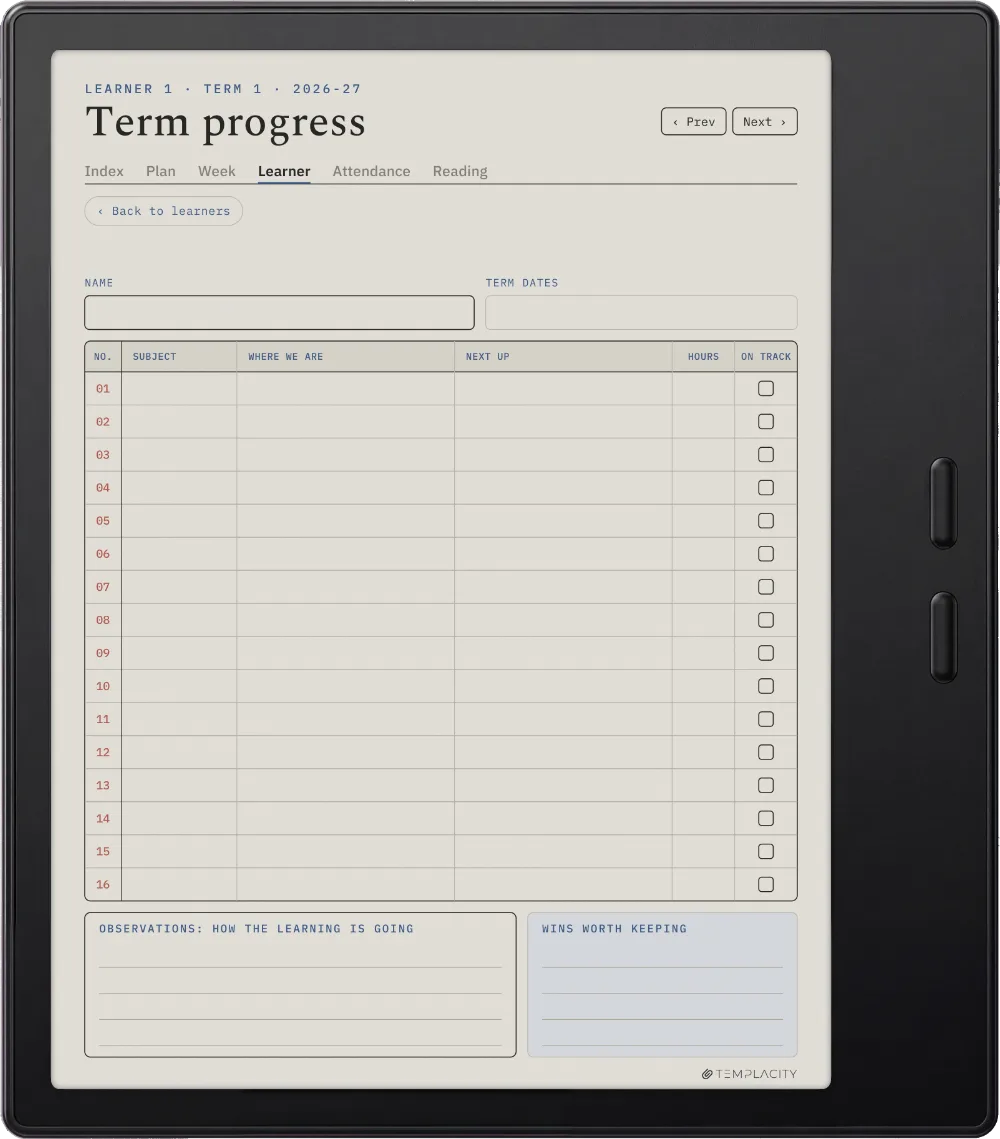 The Planner · Homeschool Boox Go Color 7 (Gen II) page 5