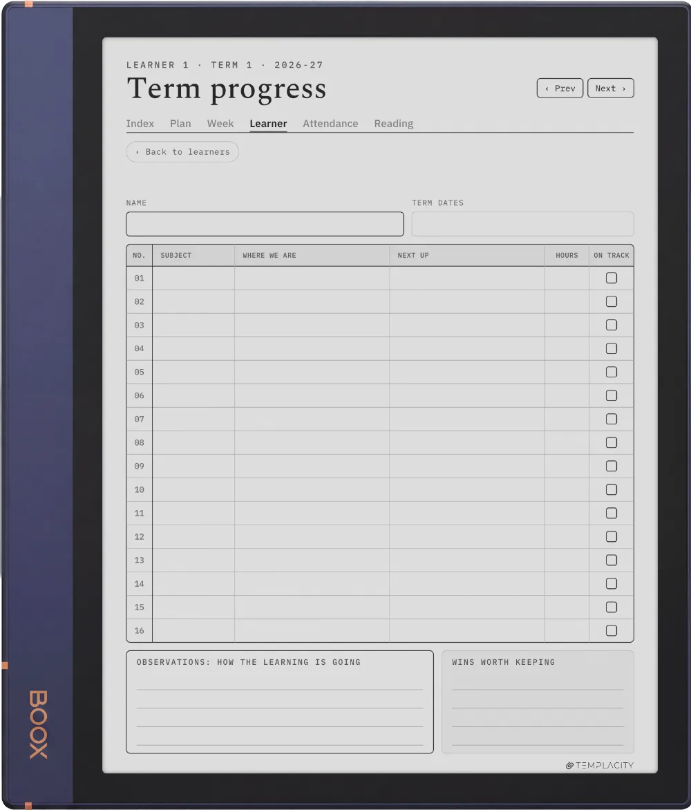 The Planner · Homeschool Boox Note Air2 page 5