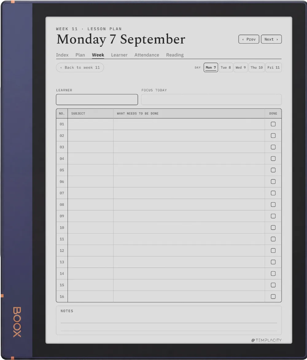 The Planner · Homeschool Boox Note Air2 page 2