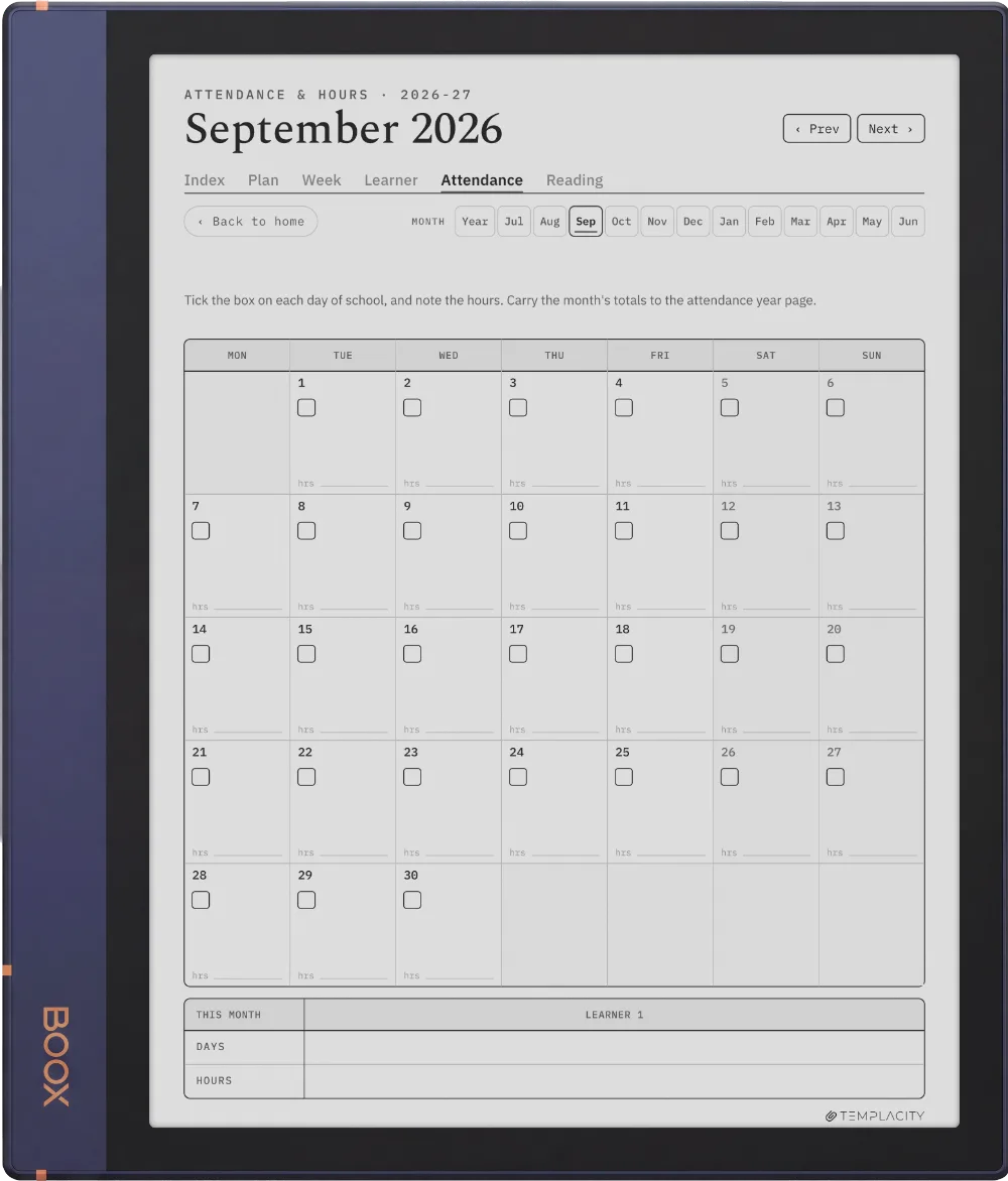 The Planner · Homeschool Boox Note Air2 page 4