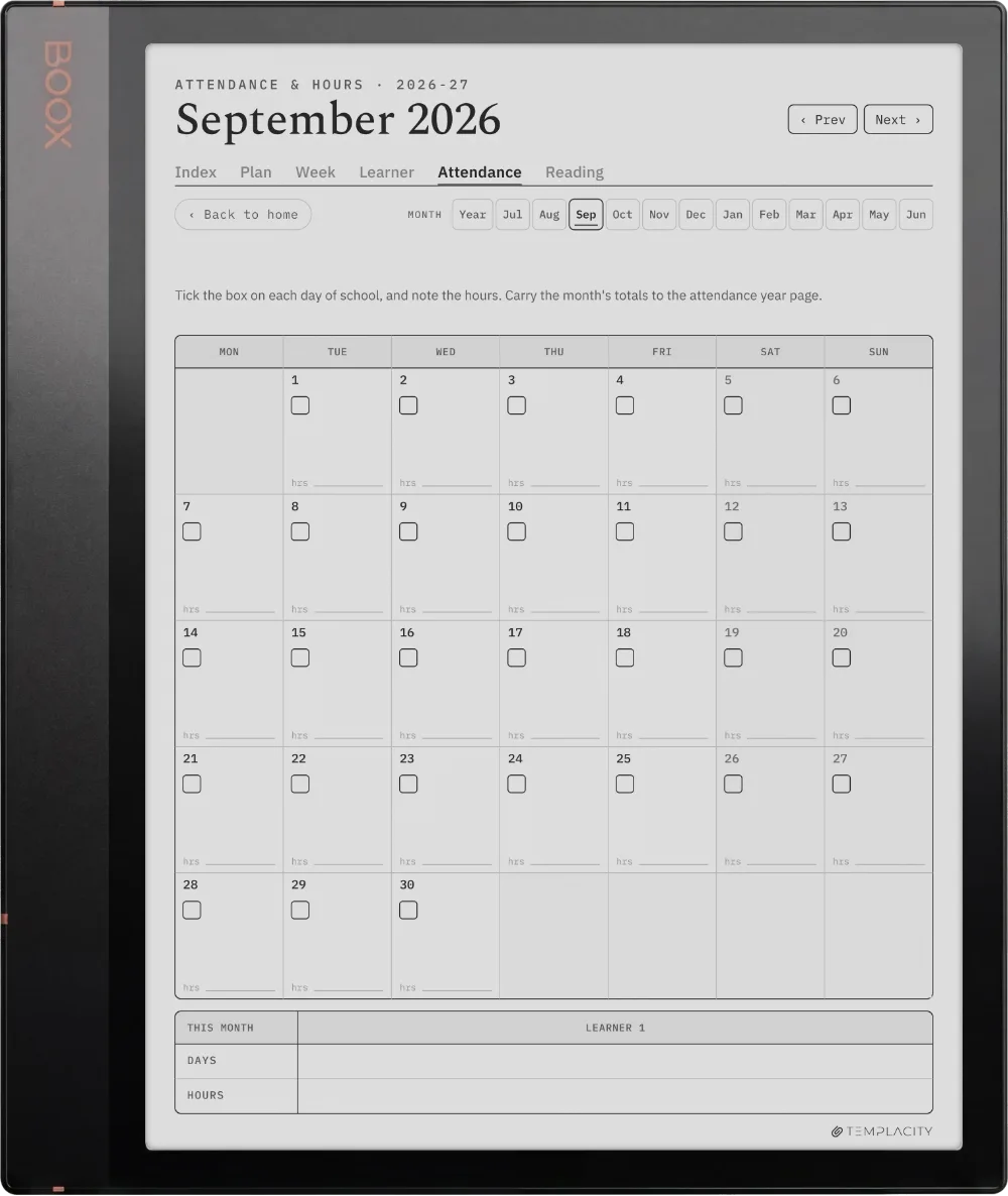 The Planner · Homeschool Boox Note Air 3 page 4