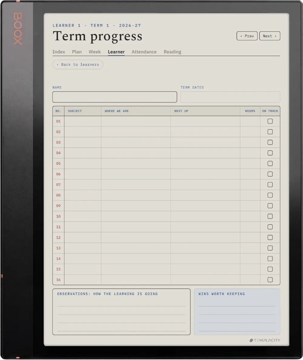 The Planner · Homeschool Boox Note Air3 C page 5