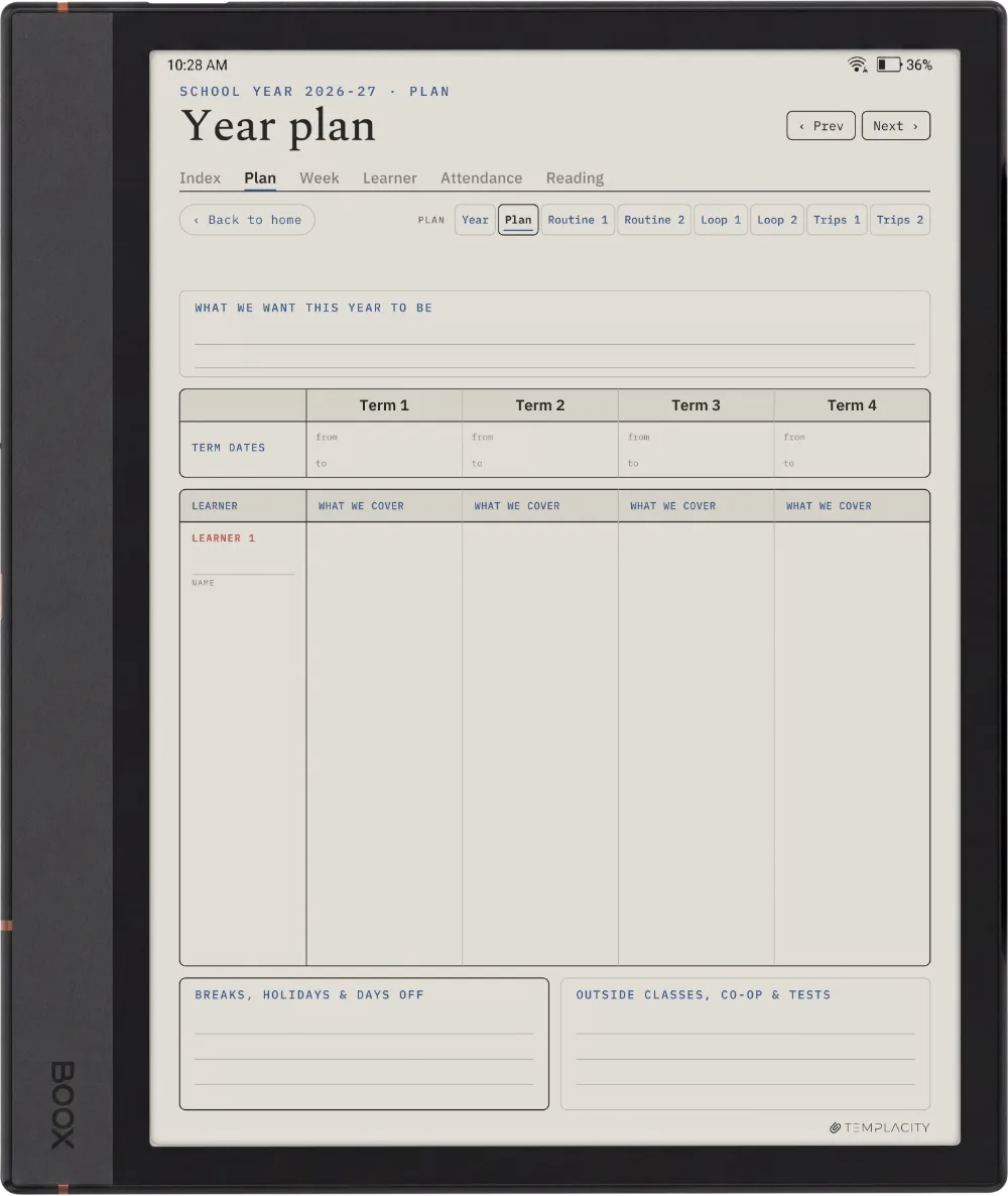 The Planner · Homeschool Boox Note Air4 C page 3