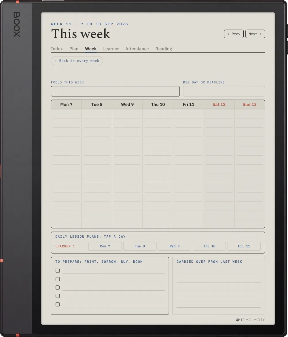 The Planner on the Boox Note Air5 C