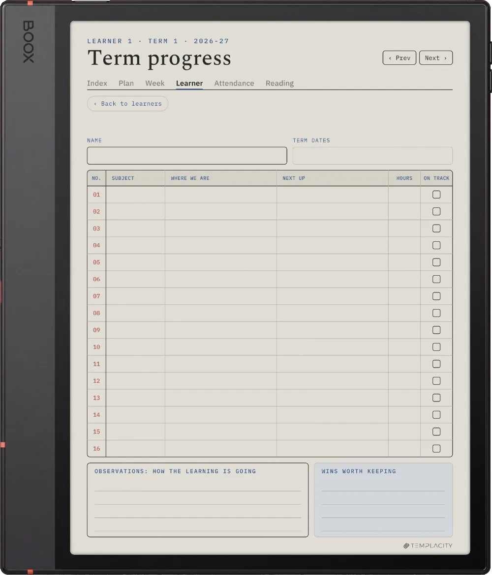 The Planner · Homeschool Boox Note Air5 C page 5