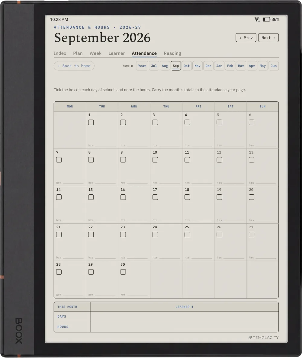The Planner · Homeschool Boox Note Max page 4