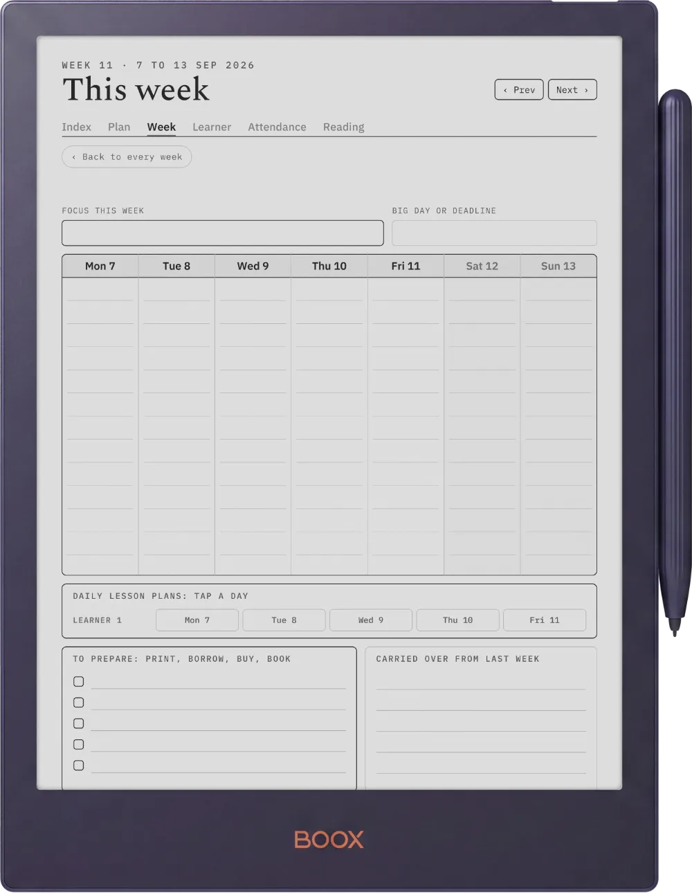 The Planner on the Boox Note5