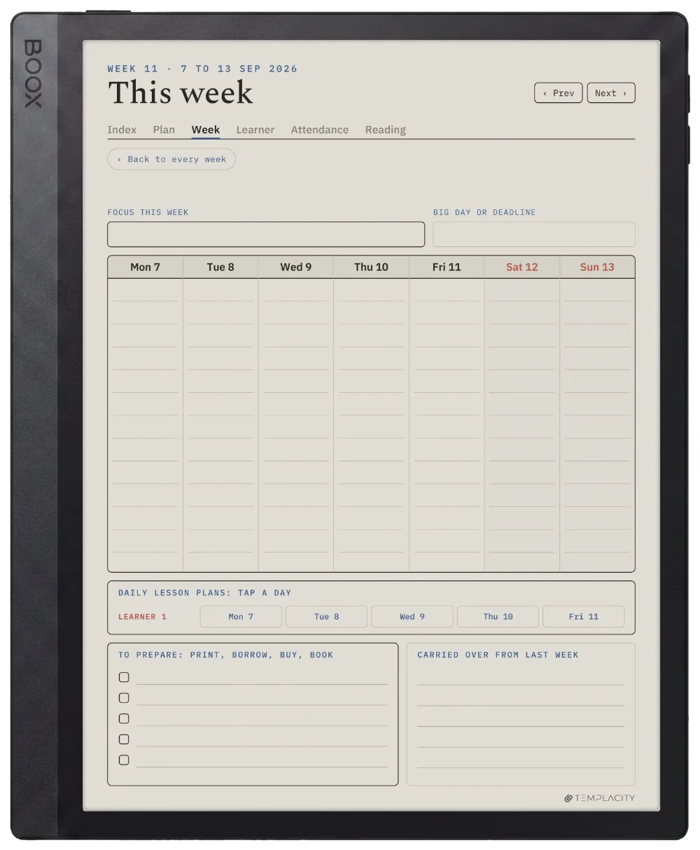 The Planner on the Boox Tab Ultra C Pro