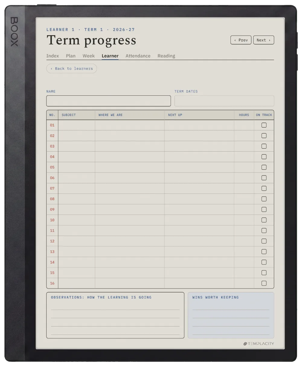 The Planner · Homeschool Boox Tab Ultra C Pro page 5