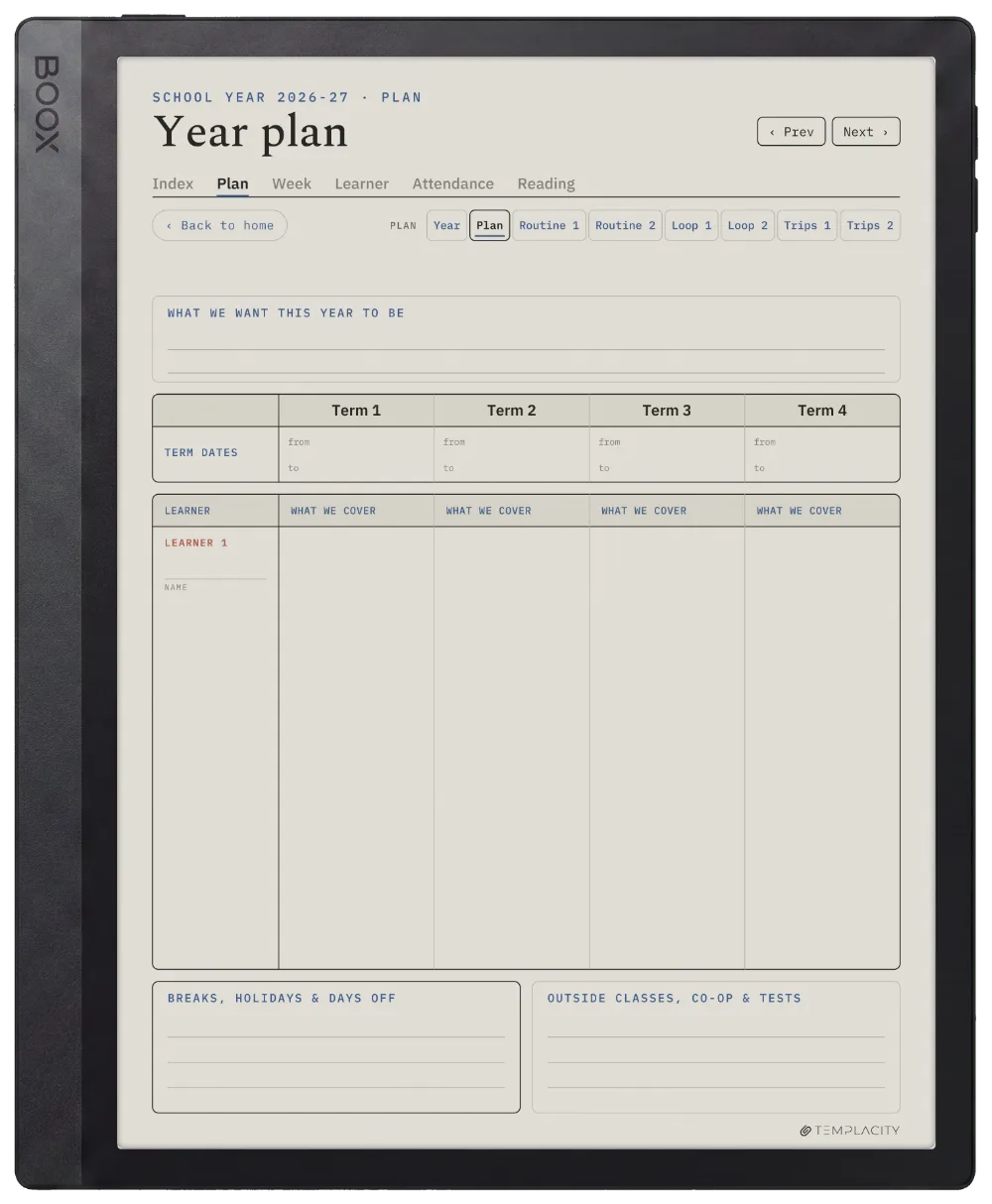 The Planner · Homeschool Boox Tab Ultra C Pro page 3