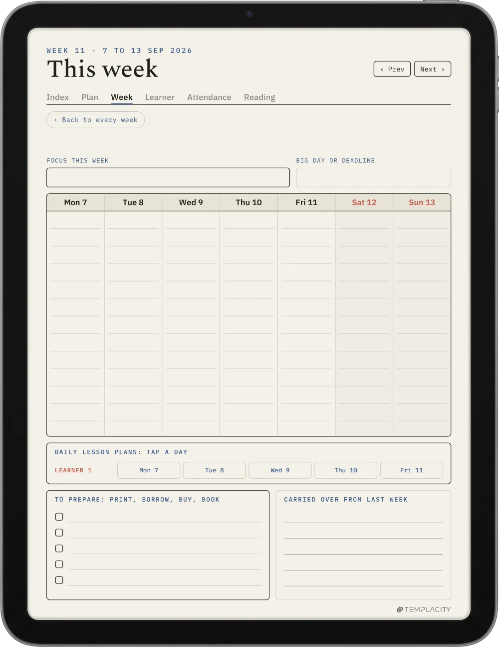 The Planner on the iPad
