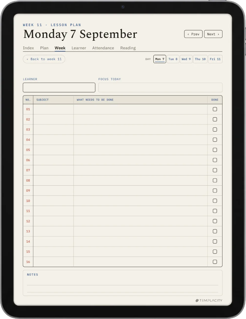 The Planner · Homeschool iPad page 2