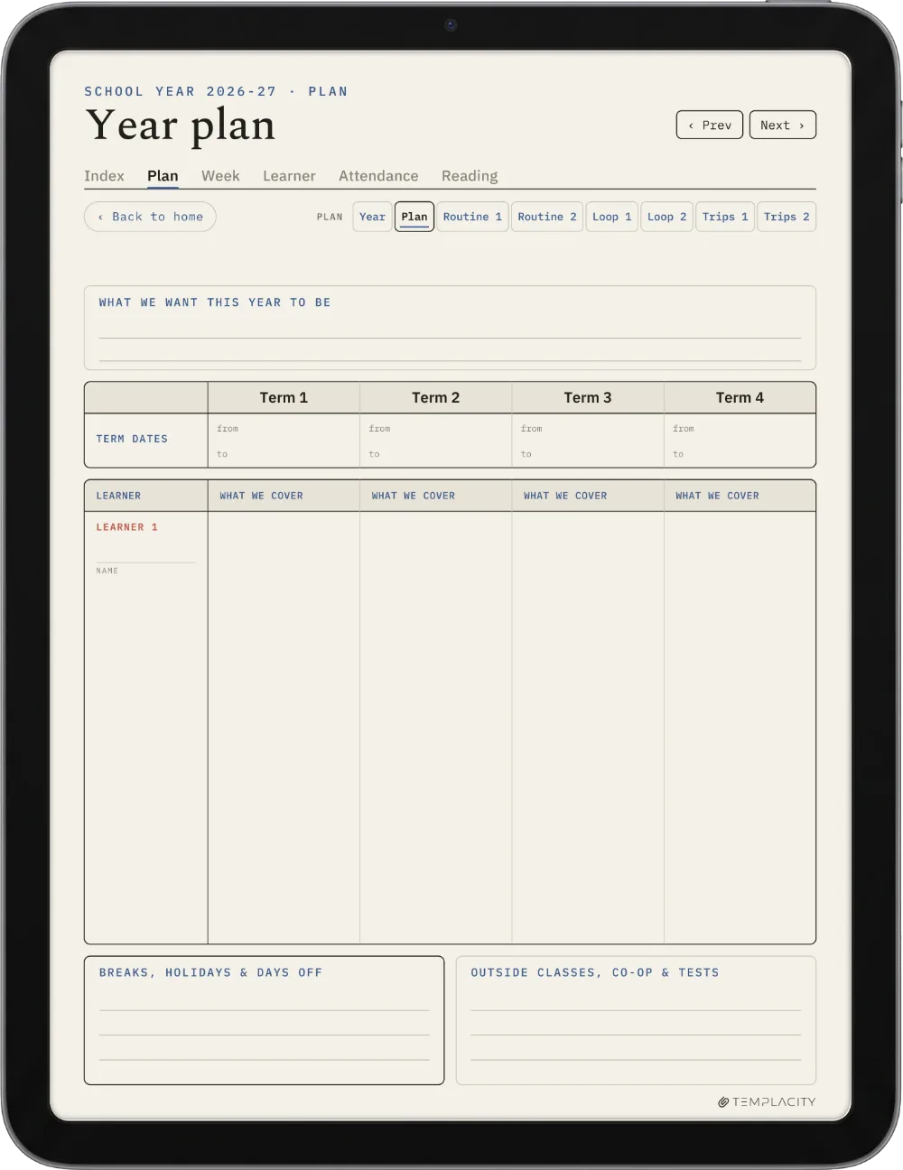 The Planner · Homeschool iPad page 3
