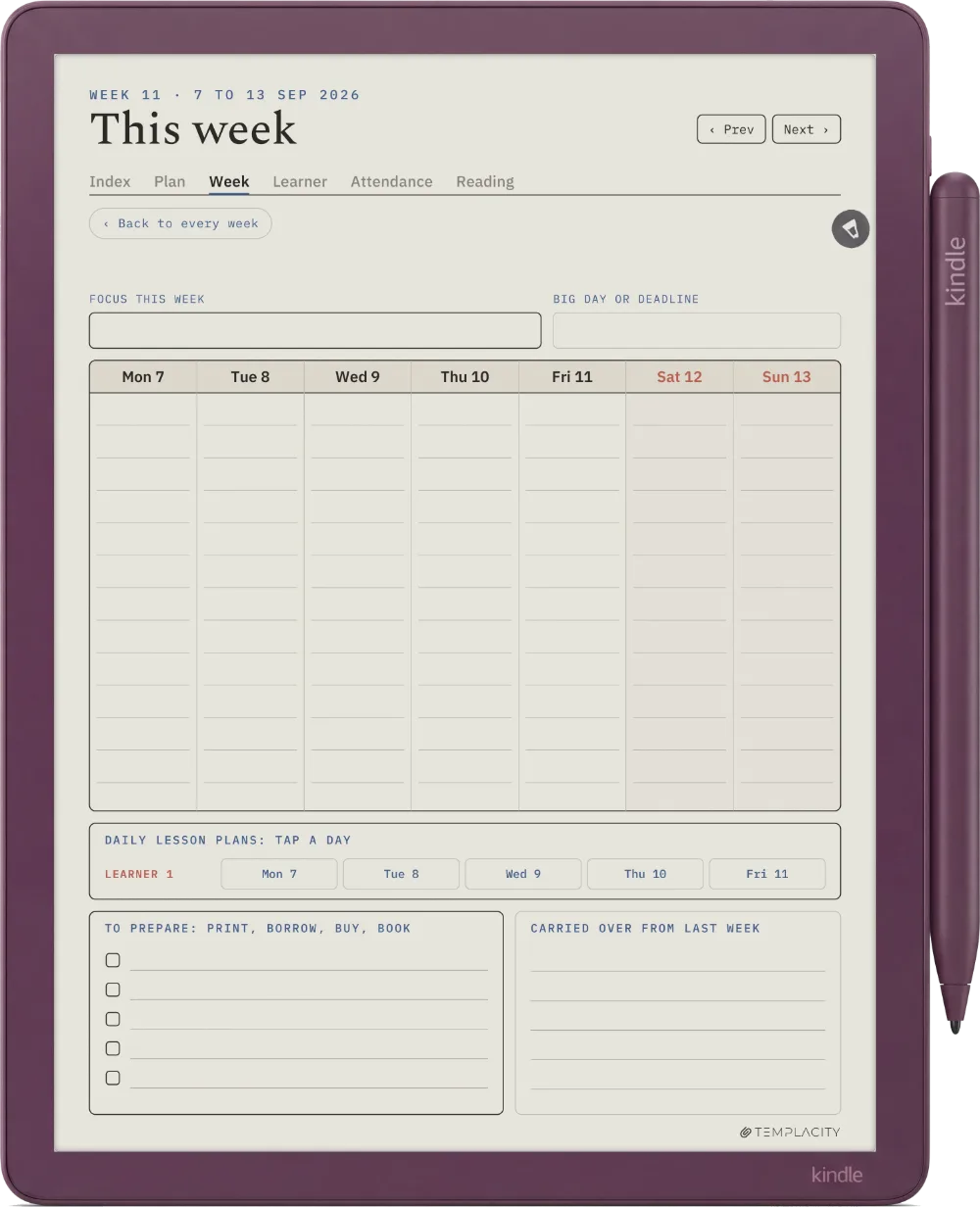 The Planner on the Kindle Scribe Colorsoft