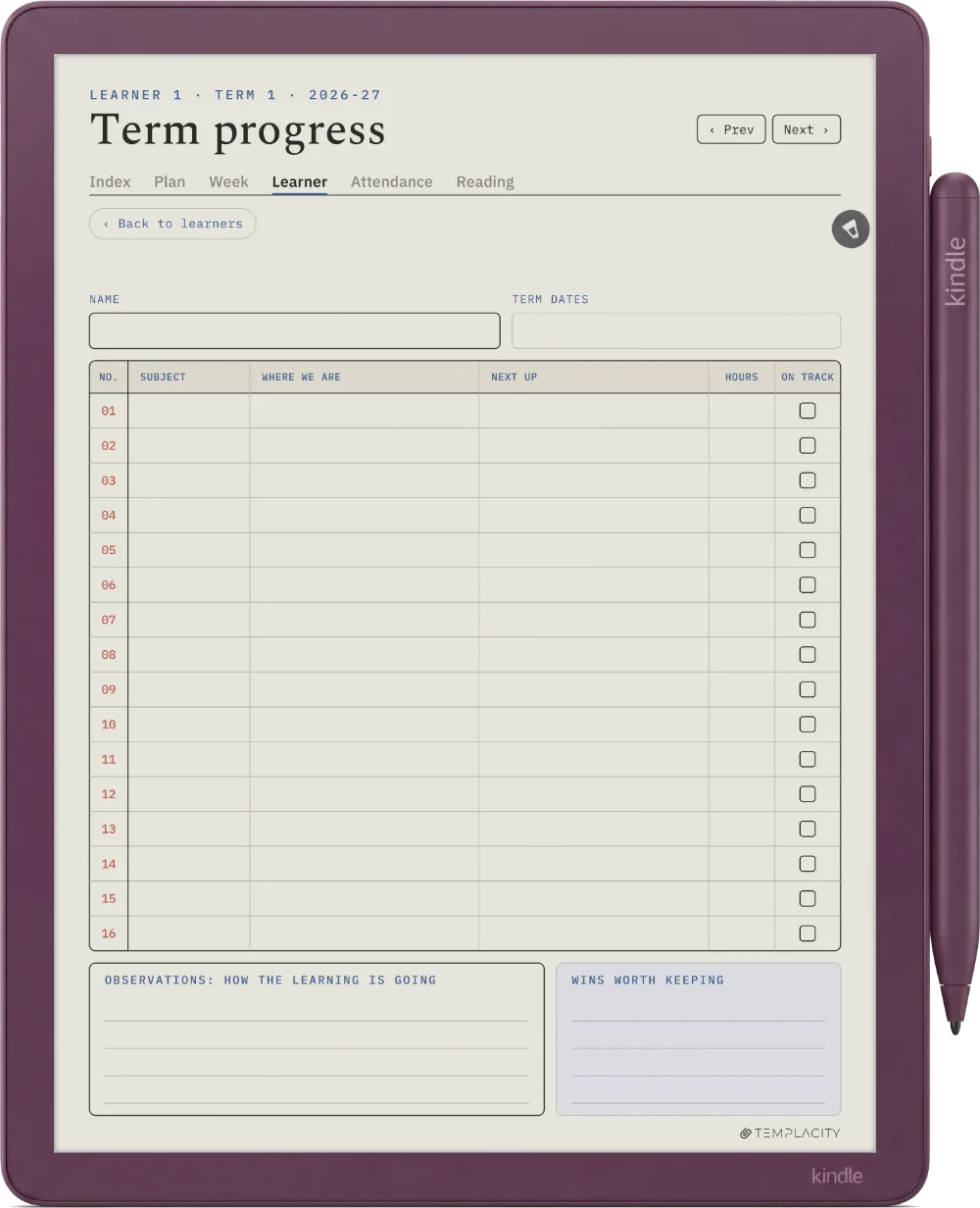 The Planner · Homeschool Kindle Scribe Colorsoft page 5