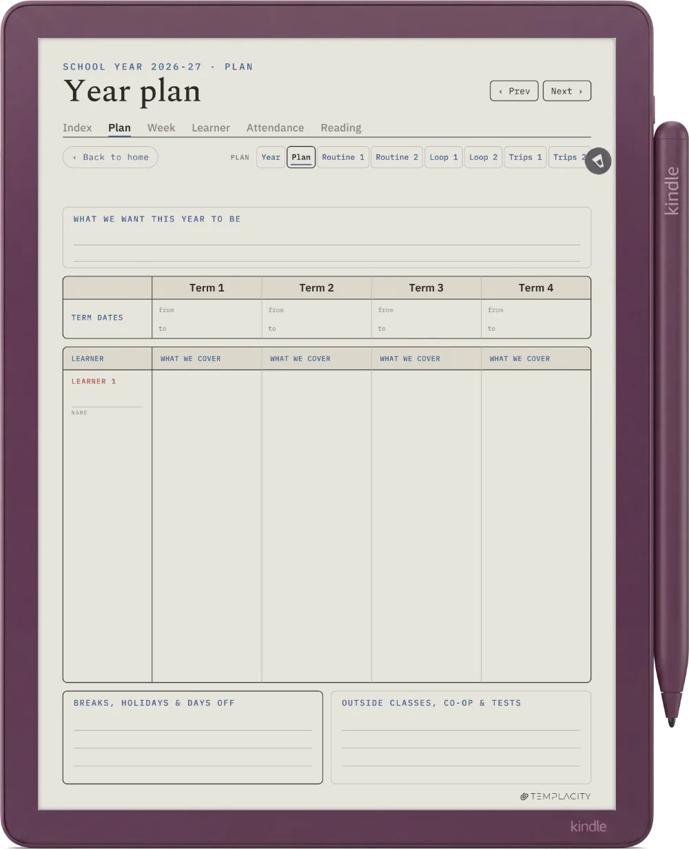The Planner · Homeschool Kindle Scribe Colorsoft page 3