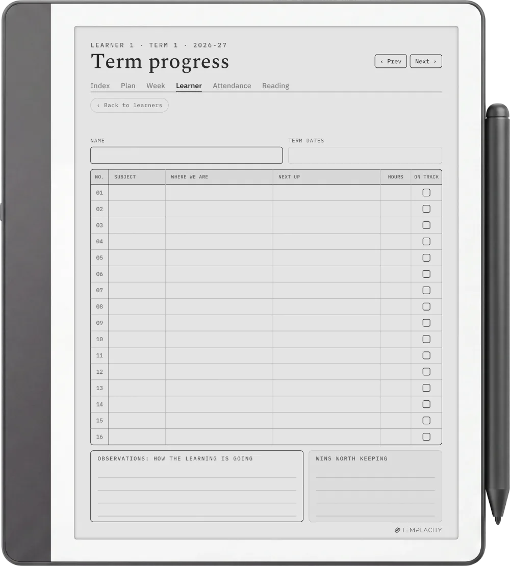 The Planner · Homeschool Kindle Scribe page 5