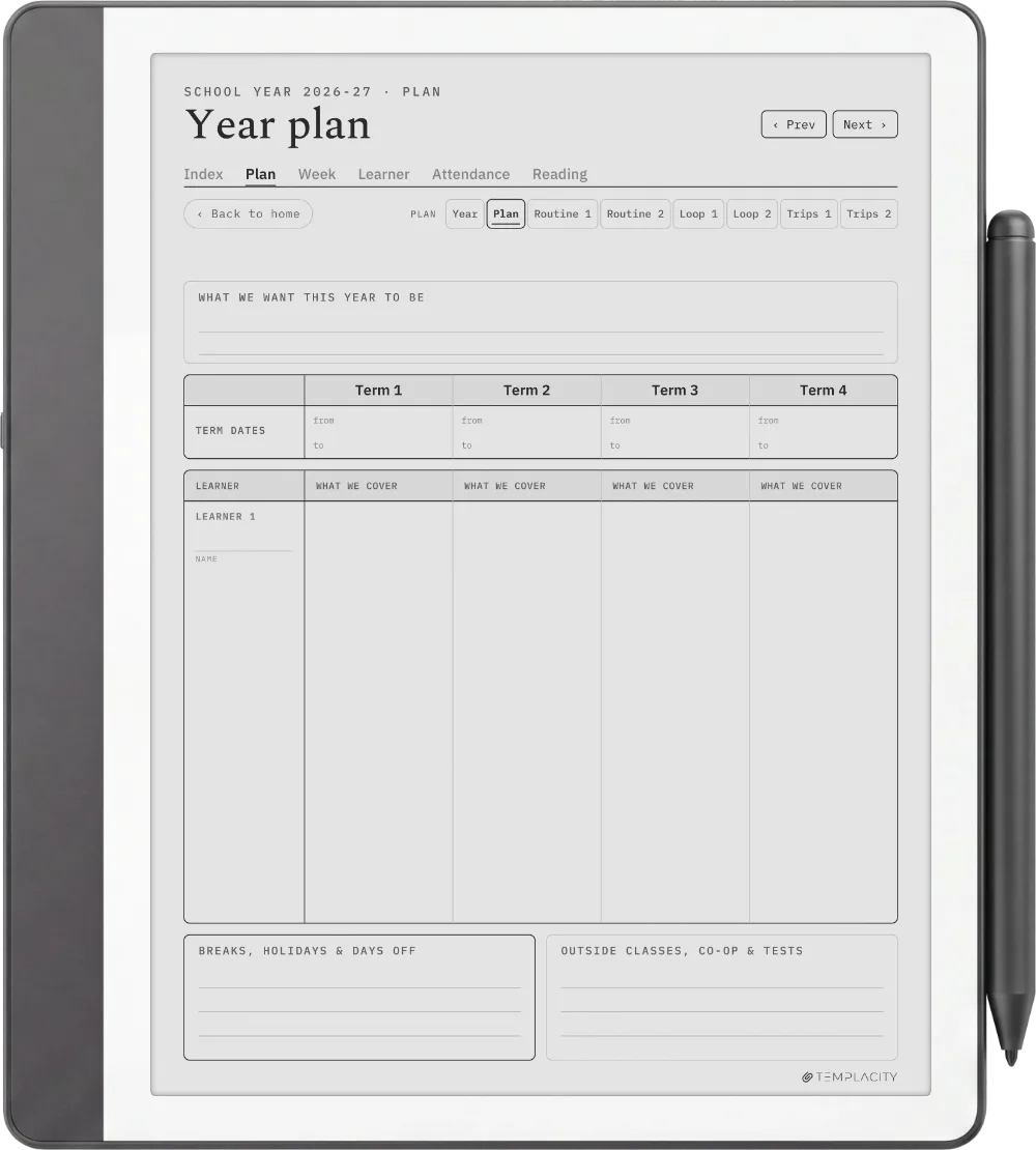 The Planner · Homeschool Kindle Scribe page 3
