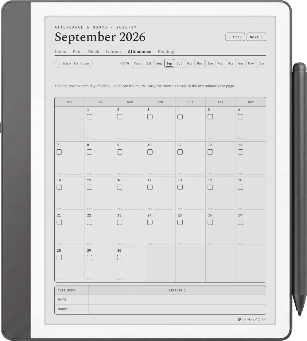 The Planner · Homeschool Kindle Scribe page 4