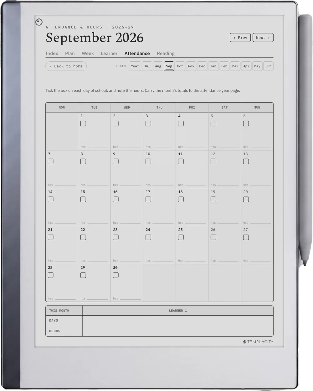 The Planner · Homeschool reMarkable 2 page 4