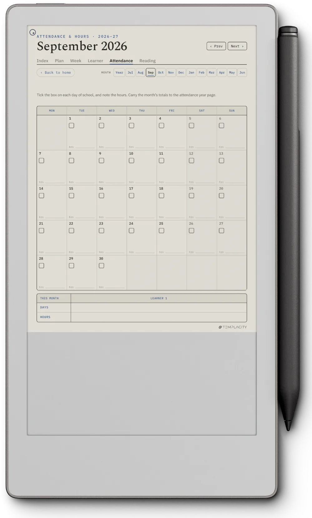The Planner · Homeschool reMarkable Paper Pro Move page 4