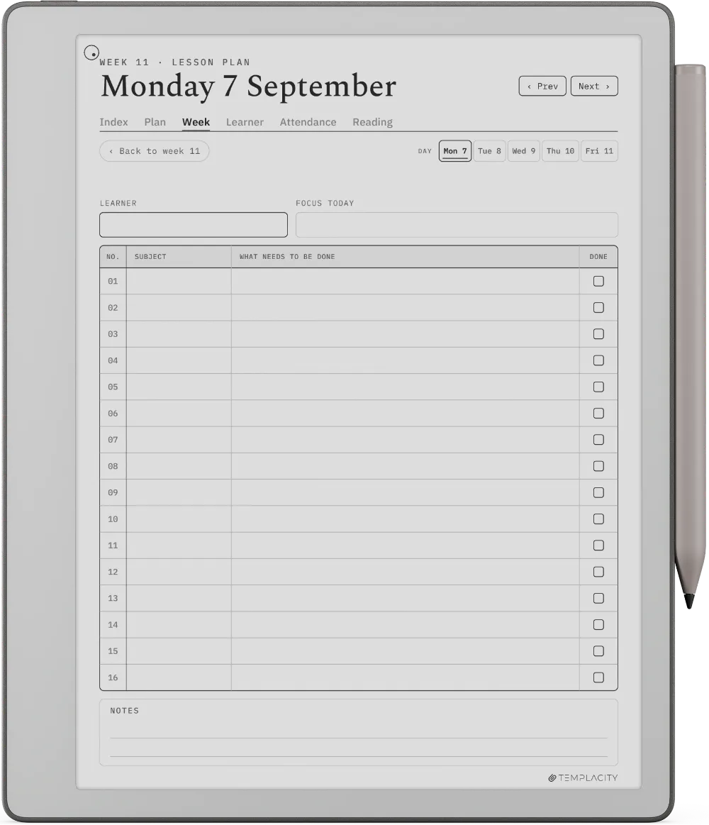 The Planner · Homeschool reMarkable Paper Pure page 2