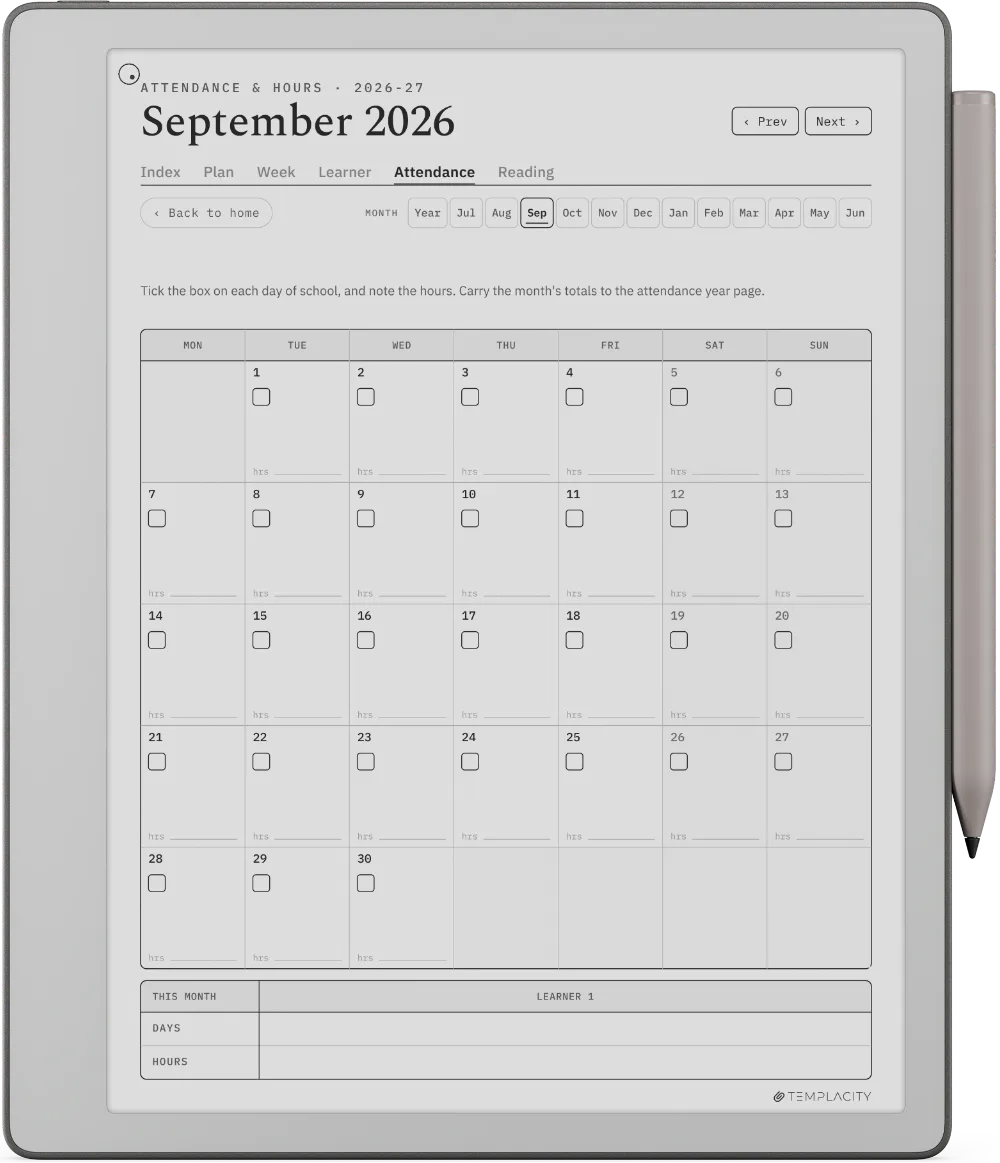 The Planner · Homeschool reMarkable Paper Pure page 4