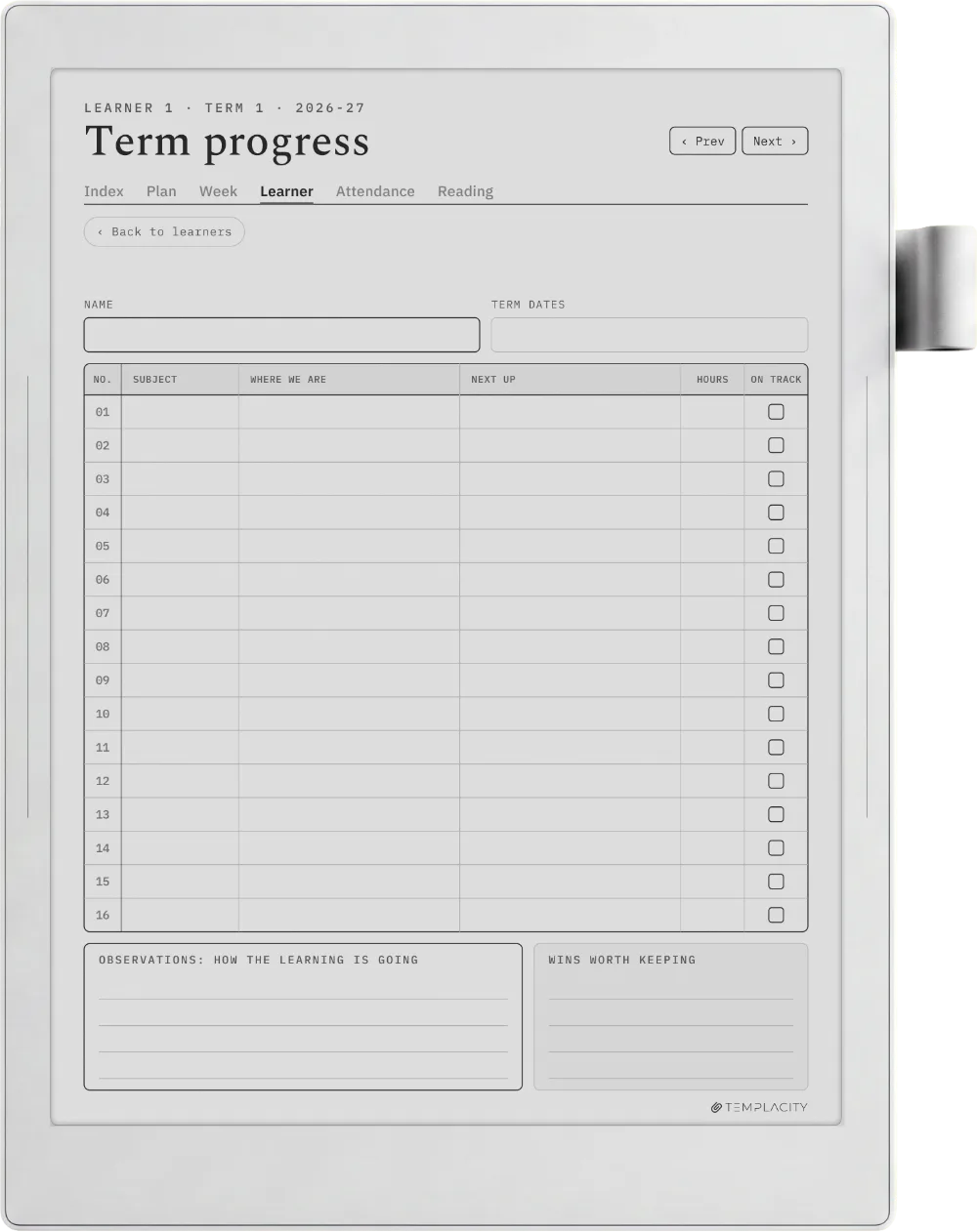 The Planner · Homeschool Supernote Manta page 5