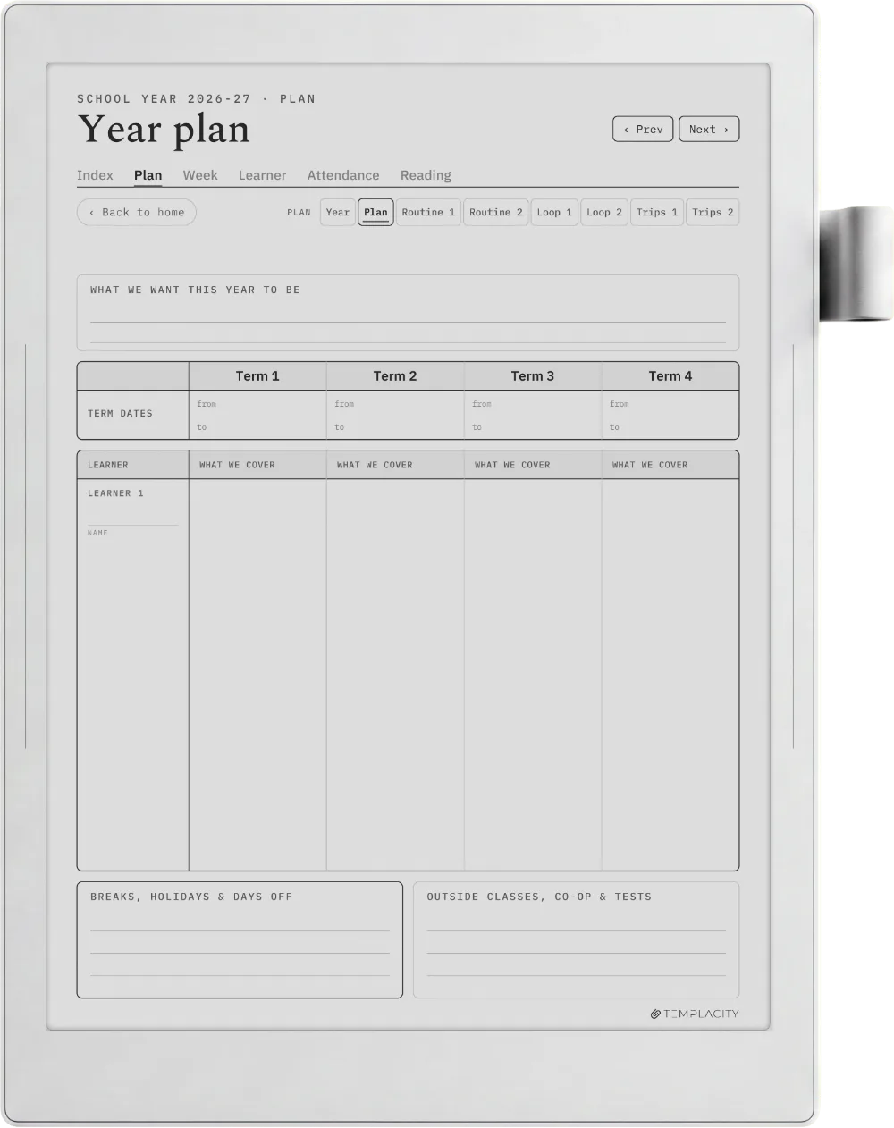 The Planner · Homeschool Supernote Manta page 3