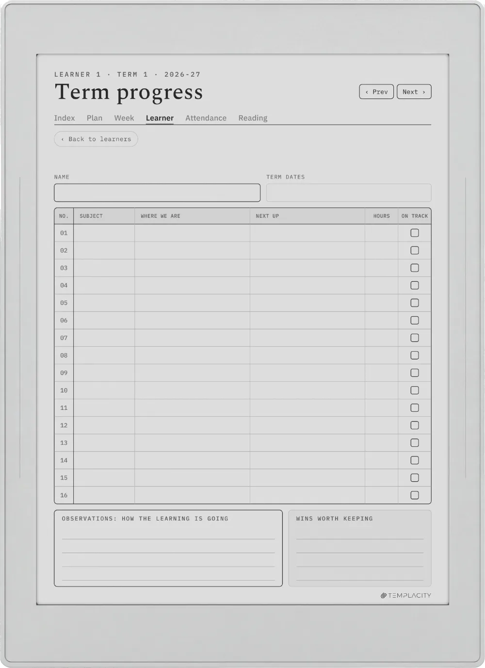 The Planner · Homeschool Supernote Nomad page 5