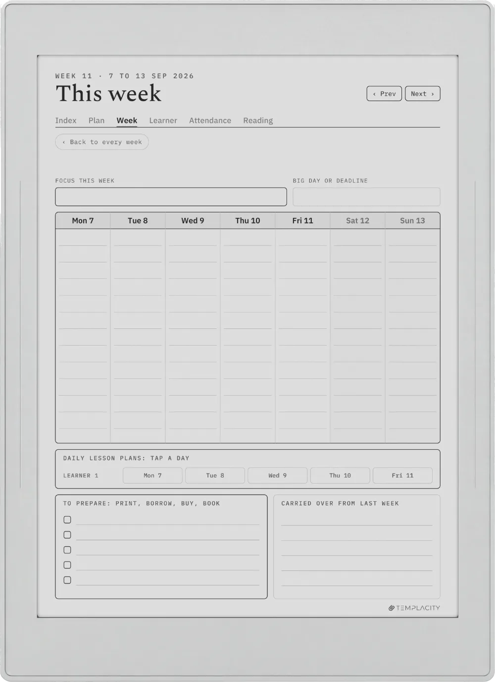 The Planner · Homeschool Supernote Nomad page 1