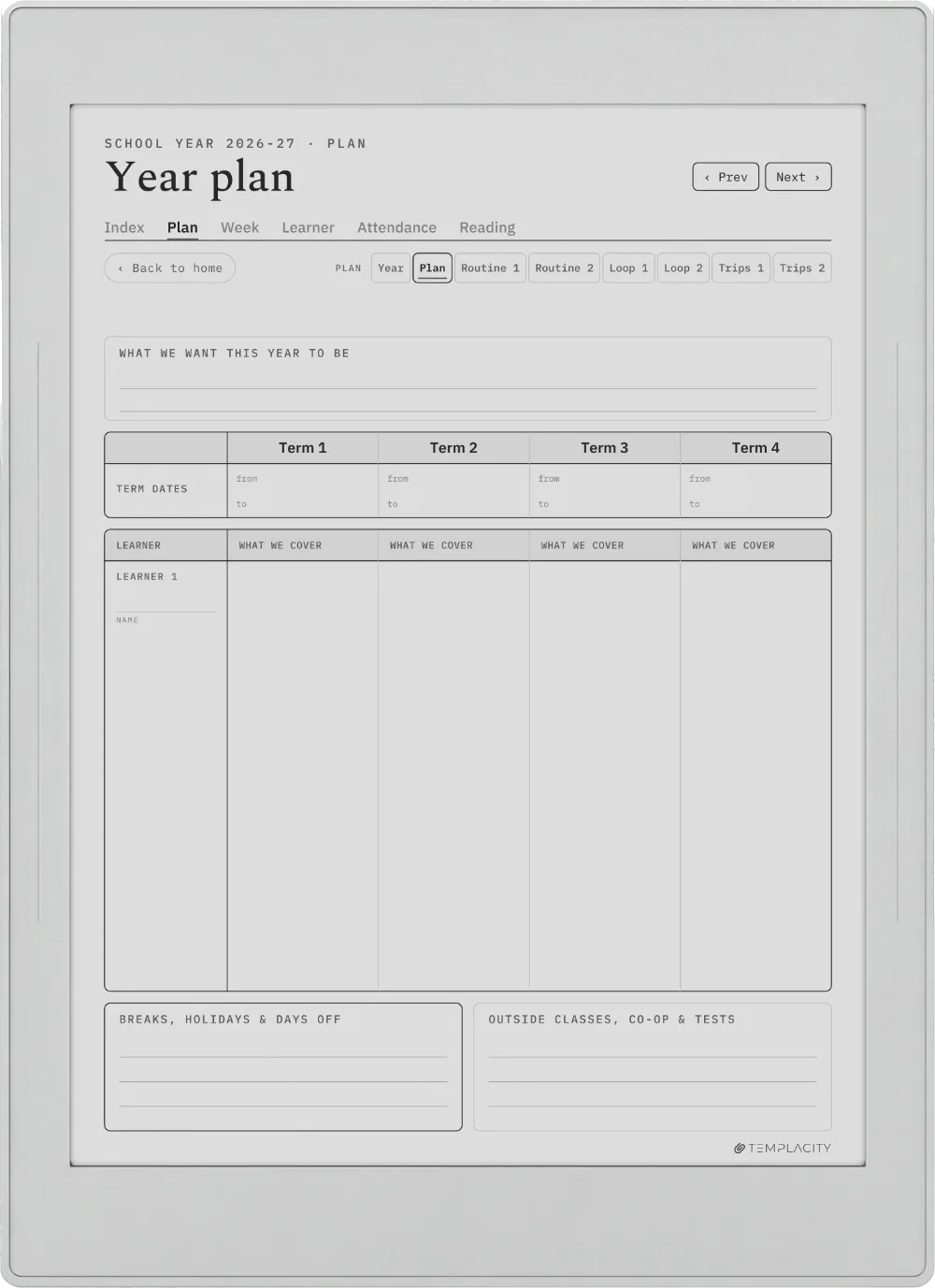 The Planner · Homeschool Supernote Nomad page 3