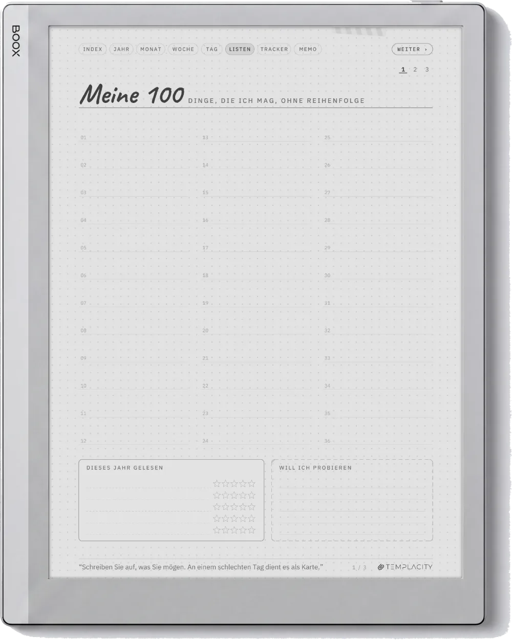 Ichinichi 一日 · Ein Techo für E-Ink Boox Go 10.3 Seite 4
