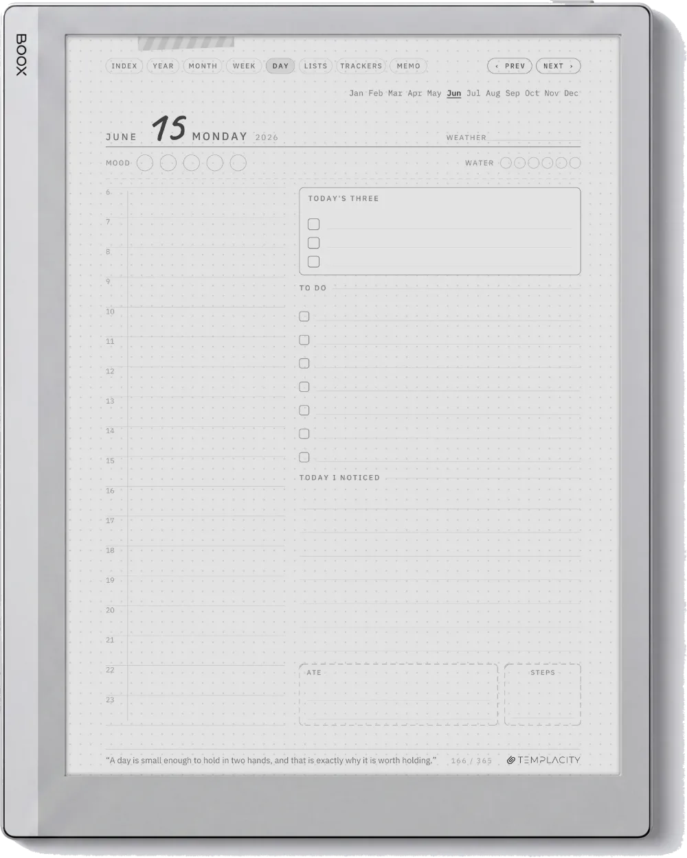 Ichinichi 一日 · A techo for e-ink Boox Go 10.3 page 1