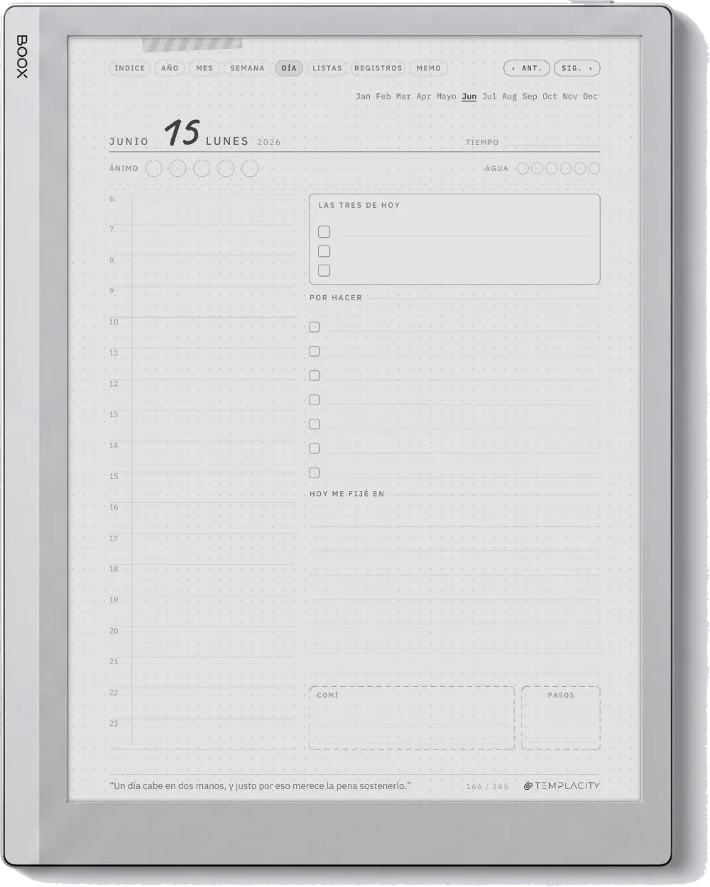 Ichinichi 一日 · Una agenda techo para e-ink Boox Go 10.3, página 1