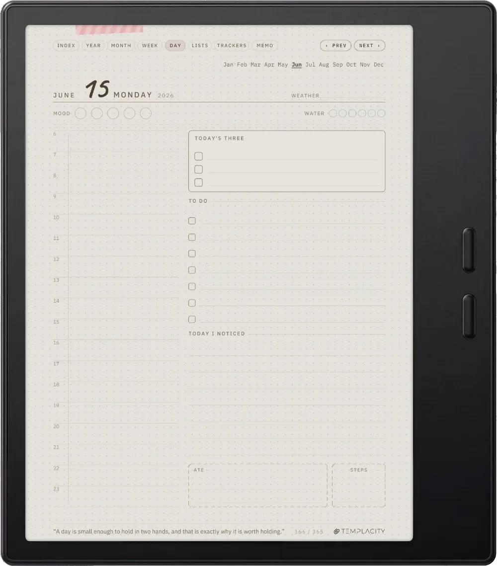 Ichinichi 一日 · A techo for e-ink Boox Go Color 7 (Gen II) page 1